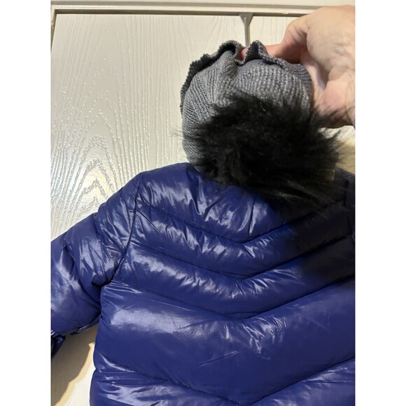 Ohrwurm Unisex Hooded Puffer Snowsuit 6-12 Months Blue Zip Up Snap Legs Warm - Picture 5 of 6